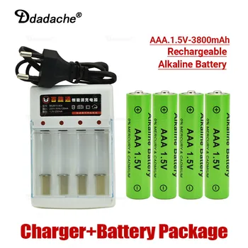 100% Nov 3800mah 1,5 V AAA Alkalne Baterije AAA polnilne baterije za Daljinski upravljalnik Igrača Batery Dima alarm z polnilnik