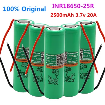 10pcs 100% Prvotne INR18650-25R 2500mAh blagovne Znamke Za 18650 Li-Ionska baterija 2500mAh baterije za ponovno Polnjenje 3,6 V INR18650 25R+DIY žice