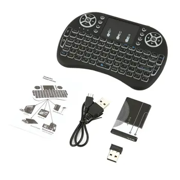 2,4 GHz Mini Brezžična Remote Keyboard z Sledilno Miško za Android TV Box Pisane LED Osvetlitvijo Baterije Li-ionska Baterija