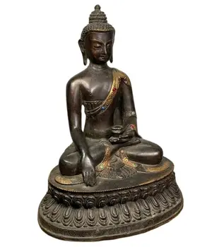 20 CM Stari Tibet Buddhsim Bronasto Šakjamuni Amitabha Buda Sakyamuni Tathagata Kip