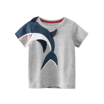 2023 otroška T-Shirt 3D Cartoon Shark Dinozaver Top za Fante, Dekleta, Otroci, Oblačila, Kratek Rokav Baby Toddler Cotton Tee Shirt 10Y