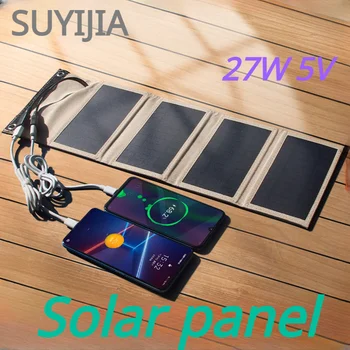 27W 5V Prostem Nepremočljiva solarnimi Polnilnik - Prenosna Zložljiva USB Power Bank za Kampiranje, Ribolov, Pohodništvo, Turno