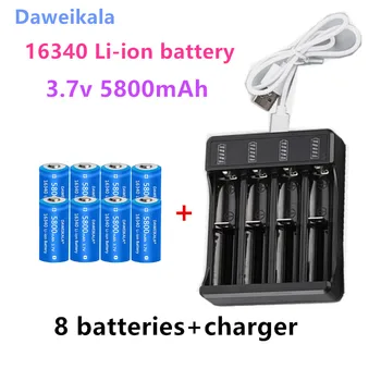 3,7 V 16340 Baterija za ponovno Polnjenje 5800mAh Li-ionska Baterija Baterija CR123A forLED Svetilka Potovalni Polnilnik 16340 Baterija CR123A