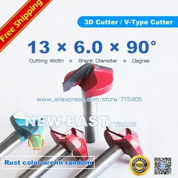 90Degree 6*13mm 3D PROTI-Tip Cutter 3D PROTI Bitov Graviranje Orodja Za Graviranje 2 predvsem piščali V 3D-Tip Cutter