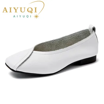AIYUQI ravno čevlji 2023 nove jesensko pravega usnja ženske ravno čevlji onon-zdrsa Plus Velikost 35-43 Ženske priložnostne čevlji
