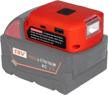 Baterija Adapter za Milwaukee 18v Baterijo, Polnilnik USB 12v DC Vrata & Delo Svetlobe, Moč Vir Oskrbe Orodja (Orodje SAMO)