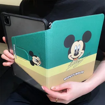 Disney Mickey 360 rotacijski risanka Z Pero Režo Za iPad Zraka 2021 10.2 Primeru Zraka 4 10.9 Silikonski Zaščitni Pro 11 Inch Pokrov