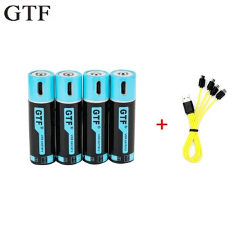 GTF 100% zmogljivostjo 1,5 V 1500mAh AA Baterija li-ion 2250mwh li-polymer with USB polnilna litij-usb je baterija + USB kabel