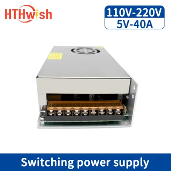 HTHwish 5V 40A Stikalni napajalnik 220V Za 5 Voltni napajalnik 200W Transformator AC DC LED Gonilnik za Led Trak CCTV