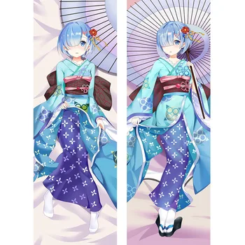 Japonski Anime Re Nič Dakimakura Rem Kawaii Kimono Objemala Telo Blazino Kritje Ženski Cosplay DIY po Meri Blazine Prevleke Otaku