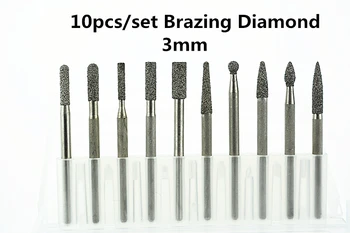 Jrealmer Spajkanje Diamond 10pcs Razvrstan 3 mm brušenje malo Orodje, Brušenje Glave Graviranje Jedkanje Brusni orodje