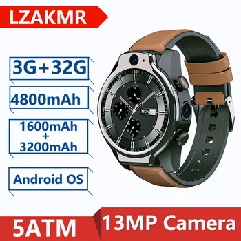 LZAKMR S10 5ATM Nepremočljiva 4G Pametno Gledati Moške Wifi Android OS SIM 13MP Fotoaparat, GPS App, Video Chat, 32 G 1600mAh Akumulator VELIK moški