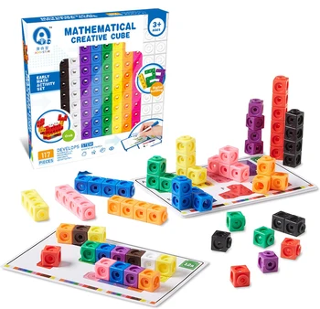 Matematika Povezuje Kocke Vrtec Matematike Dejavnosti Set za Otrok Dinozaver Število Blokov Snap s Kartico Štetja Igrača Učno Pomoč