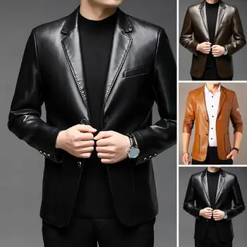 Moški Usnjeni Suknjič Visoke kakovosti nov prihod usnjeno jakno obleko Ovratnik Priložnostne srednjih let Plašč