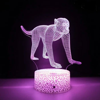 Nighdn Opica Nočne Luči 3D Iluzije Noč Lučka Akril LED Tabela Postelji Svetilko Otroci Soba Dekor Rojstni dan Darila za Otroke