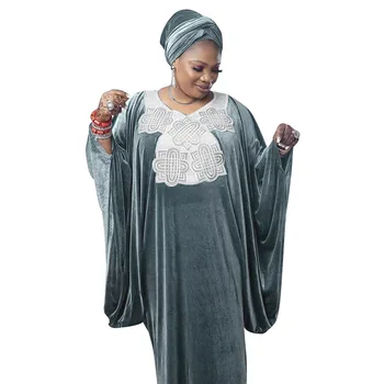 Nov Slog Žamet Afriške Dashiki Vezenje Moda Afriki Obleka Ohlapno Maxi Haljo Dolgo Obleko In Šal Visoke Kakovosti Prostega Velikost