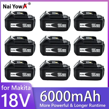 Novo Za 18V Makita Baterija 6000mAh Polnilna ročna Orodja Baterije z LED Li-ion Zamenjava LXT BL1860B BL1860 BL1850