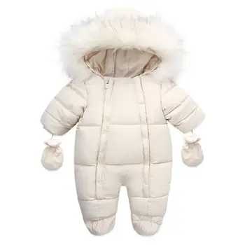 Novorojenčka Zimska Oblačila Toddle Jumpsuit Hooded Runo Notranjosti Malčka Dekle, Fant Obleke Jeseni Kombinezon Vrhnja Oblačila