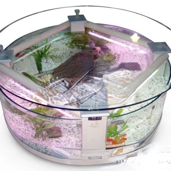Super Belega Stekla Ekološko Fish Tank Akvarij Srednje krog Multi-Funkcionalne Fish Tank Čaj Tabela