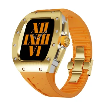 Titanove zlitine 44/45 mm Watch Primeru, Združljivih Apple Serije iwatch 8/7/6/5/4/SE, Krepak Primeru Moda Fluor Kavčuk Manžeta