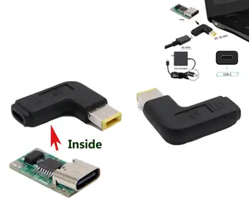 USB-C 3.1 Tip C Ženski Pravokotnik Moški DC Napajalni Adapter Pretvornik PD Emulator Sproži Kotne Za Lenovo Thinkpad LaptopX1