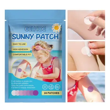 UV Nalepke za zaščito pred soncem 24 Count UV Detekcijo Nalepke za Otroke, Odrasle Obraz Znoj in Nepremočljiva Self Lepilo za Nego Kože