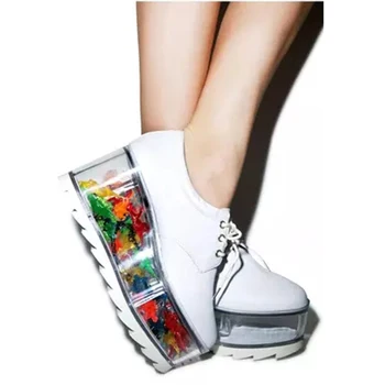 Vroče osebnost znotraj posode čevlji transparentno dno Izmenljive okraski edini dekleta čevlji debele platforme edini priložnostne čevlji