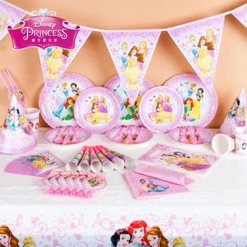 Zapleten Rapunzel Belle Disney Princesa Temo Stranki Razpoložljivi Pokal Ploščo Prtom Namizni Pribor Komplet Rojstni Dan Odlikovanja