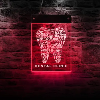 Zobozdravnik Urad LED Poslovnih Odprite Zaslon Prijavite Odbor Akril Pravokotnik Zobni Elementi Razsvetljave Wall Art Zobozdravstvo Dekoracijo