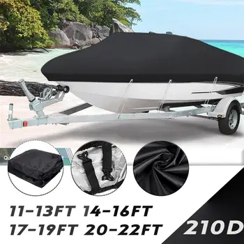11-22ft Trailerable 210 D Pokrov Čolna Nepremočljiva Black Ribe-Ski V Trupom Sunproof UV Zaščitnik Glisera, Platno Čoln Dodatki