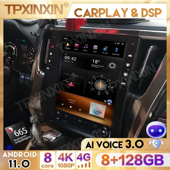 2 din CarPlay Tesla Zaslon Qualcomm 665 Za Toyota Alphard 2015 - 2019 Android 11 avtoradio Multimedijski Predvajalnik Navi Vodja Enote GPS