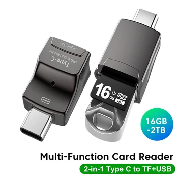 2 v 1 Tip C Razdelilnika Razdelilniki Tipa C OTG USB C TF Card Reader za Micro SD Kartica Združljiva z Macbook Huawei Xiaomi