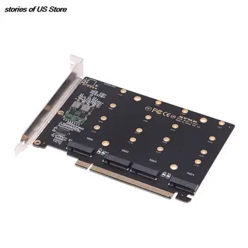 4 Port M. 2 NVMe SSD za PCIE X16M Tipko Trdi Disk Pretvornik Bralec Razširitveno Kartico, 4 x 32Gbps Hitrost Prenosa (PH44)