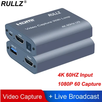 4K 60HZ USB 3.0, Audio Video Capture Card z Zanko 1080P 60fps HDMI Video Grabežljivac Polje za PS4 Igra Snemanje Kamere Živo