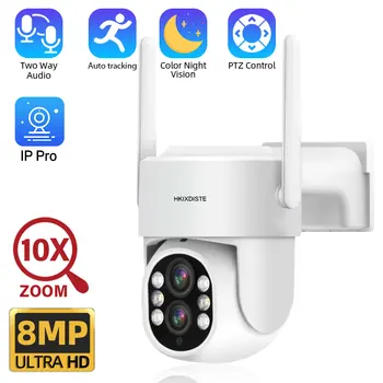 4MP Dvojno Objektiv WIFI PTZ IP Varnostna Kamera na Prostem 4K 10-kratni Zoom Vodotesno Brezžično CCTV Smart Home Security Kamera Samodejno Sledenje