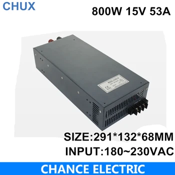 800W stikalni napajalnik 15V 53A 800W 110 ali 220VAC en izhod vhod za cnc cctv led luči(S-800W-15V)