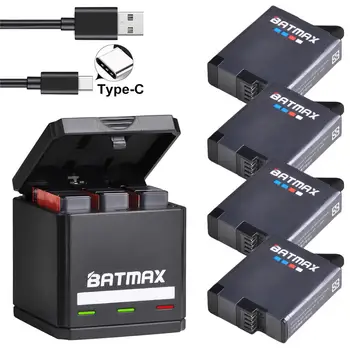 Batmax za GoPro Hero 7 Junak 6 Junak 5 Baterije Akku 1600mAh + USB Trojno Polnilnik Tipa C za GoPro Kamere Batetry Dodatkov