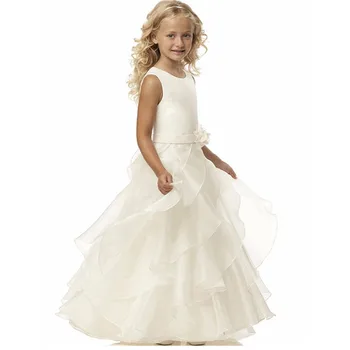 Beli Cvet Dekle Obleko Za Poroke Kristalno Bleščica Čipke Aplicirano Obleke Za Dekle Prvo Sveto Obhajilo Stranke Obleke