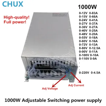 CHUX DC Nastavljiv Preklop Napajanja 1000W Za Led 0-12V 15V 24V 36V največ 40v 48V 55V 60V 72V 80V 90V 110V 220V AC v DC NAPAJANJE