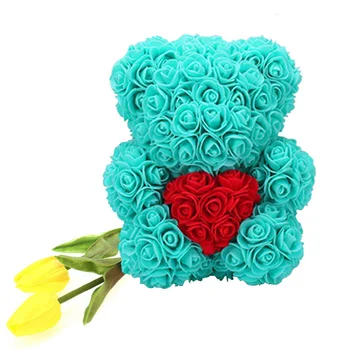 DropShipping 25 cm Rose Nosi Srce Umetne cvetne Rose medvedek Za Ženske Valentine ' s Poroko, Rojstni dan, Božično Darilo