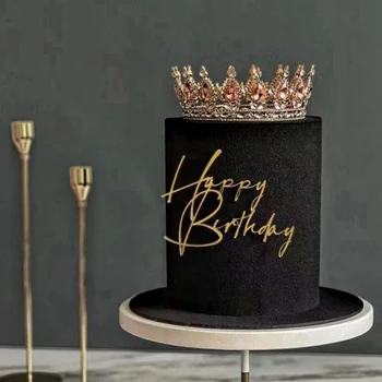 Happy Birthday Cake Pokrivalo Zlato Akril Rojstni dan Strani Torto Pokrivalo za Baby Tuš Rojstni dan Dobave Torta Okraski
