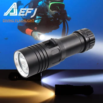 Nepremočljiva IPX8 Potapljaško Svetilko XM-L2 Rumena Bela LED Svetilko Potop pod vodo 80 Lučka Lučka za Kampiranje uporabo 26650 Baterije 18650