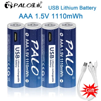 PALO 1,5 V AAA Baterija Li-ion 1110mWh Li-polymer USB Polnilna Litij-USB je Baterija AAA + USB Kabel