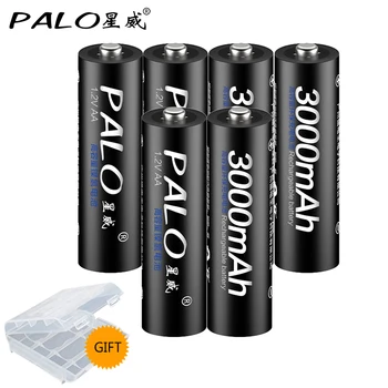 PALO 100% prvotne 6Pcs AA baterije 2a Polnilne Baterije 1,2 V AA 3000mAh Ni-MH za igrača avto Anti-kapljanje Trajne