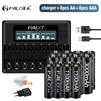 PALO 8-40PCS 1,2 V AA+AAA Rechargealbe Baterije AA HR6 NIMH 2A Baterije AAA NI-MH Baterije Z 8 Rež AA AAA Baterija Polnilnik