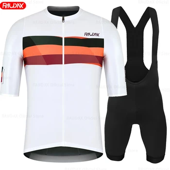 Raudax Ciclismo NOVO Poletje Short Sleeve Jersey Set za Moške Kolesarjenje Oblačila Dihanje Maillot Ciclismo Hombre Nastavite Kolo Oblačila