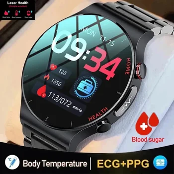 smartwatch Moške Lasersko Zdravljenje trojno visoko EKG+PPG Bluetooth Klic NFC glukoze v krvi nadzor temperature Žensk smartwatch