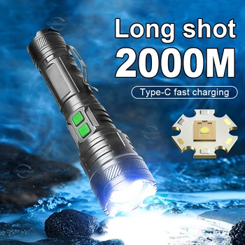 Ultra Dolgo je Zvonilo 2000M Močna Svetilka za Napajanje USB Polnilne Laser LED Svetilko Zoomable Taktično Svetilko Vodotesne Ročne Svetilke