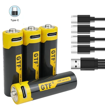 USB Tip-C Polnjenje baterije AA 1,5 V 1700mah 2550 mWh Litij-ionska Baterija 4 v 1 USB Tip C Charg Kabel LED Indikator Polnjenja