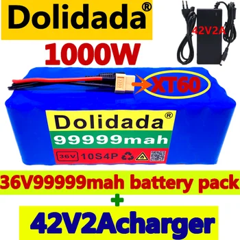XT60 vmesnik 36V baterije 10S4P 99999Ah baterije 1000W high power baterije 42V99999mAh Ebike električno kolo BMS + 42v polnilnik